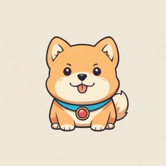 Happy cartoon chiba puppy cute illustration