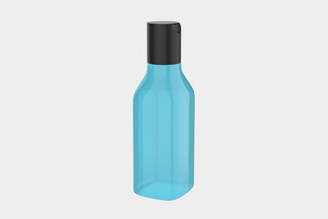 Clear Plastic Cosmetic Bottle Mockup Isolated On White Background.3d illustration