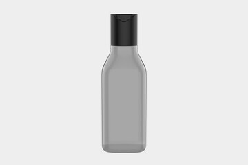 Clear Plastic Cosmetic Bottle Mockup Isolated On White Background.3d illustration