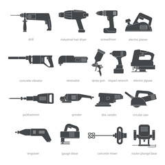 Power tools silhouette objects stencil templates - 783519428