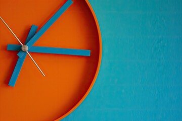 Minimalist orange and blue clock face