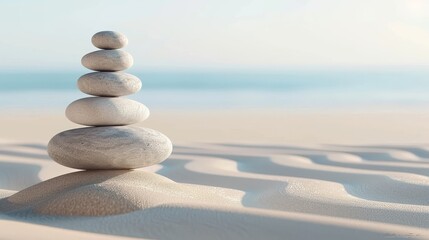 Obraz na płótnie Canvas a Balanced stones on a bed of sand