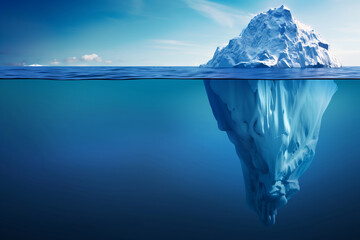 Iceberg above and below water  - obrazy, fototapety, plakaty