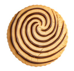 Fototapeta premium Round cookie with chocolate glaze isolated on transparent background, top view
