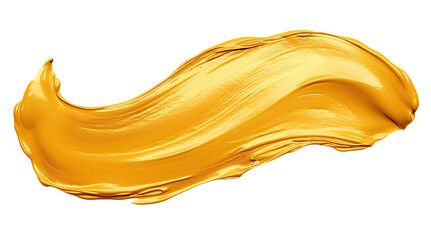 Golden paint stroke isolated on transparent background
