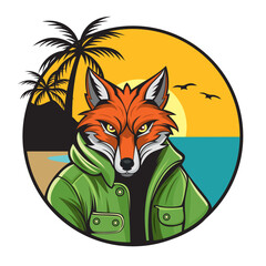 cool fox vector art illustration design