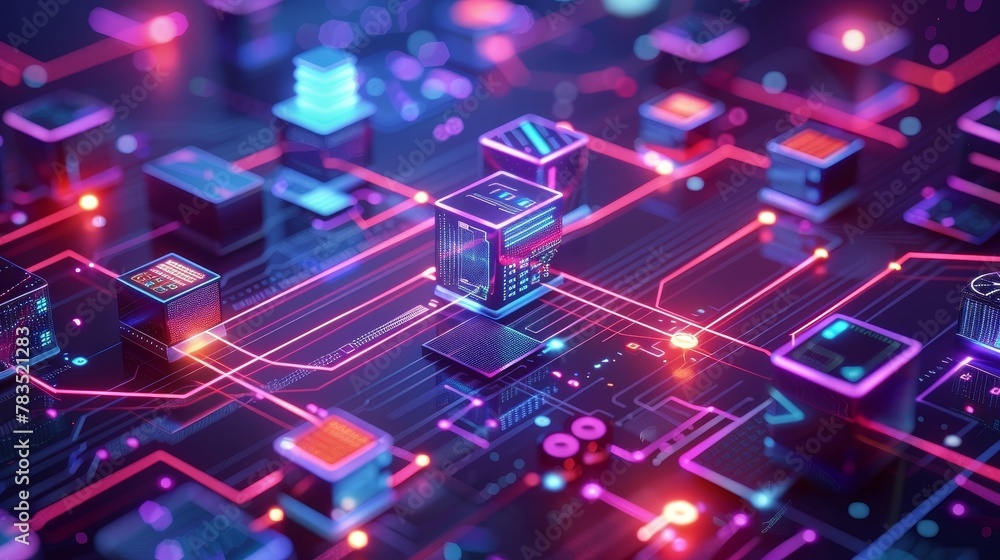 Aufkleber digital connectivity: a 3d vector illustration of data flowing between digital devices