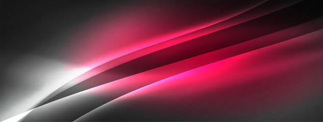 Vivid red and white lights on dark background, creating a striking contrast