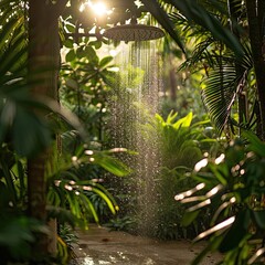a shower in the tropics