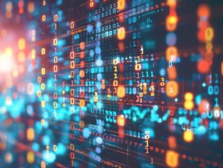 Obraz premium An abstract digital grid with binary code, symbolizing the technology-driven financial world 