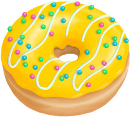Food Illustration Clipart Yellow Color Donut Transparent Background