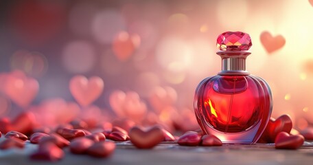 Obraz na płótnie Canvas Valentine Fragrance with Heart Confetti 