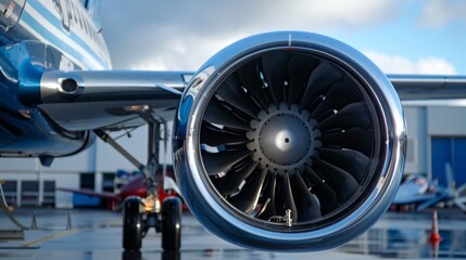 An aircraft prepares for a test flight, its turbine blades finely tuned and ready