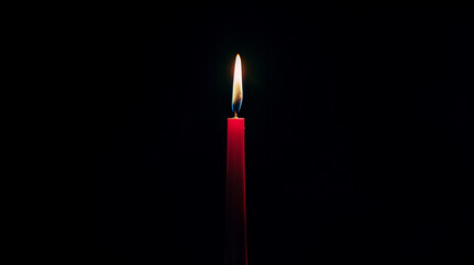 One thin isolated red candle on black background - Powered by Adobe