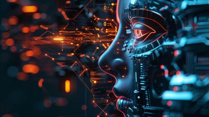 Fototapeta na wymiar Generative AI : Man technology future lifestyle, digital marketing IOT internet of thing future AI chatbot technology. hyper realistic 