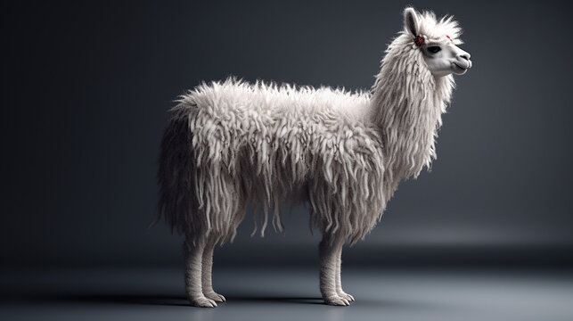 3D Fluffy Llama Illustration