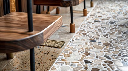 Integrated into the floor design are small plaques that proudly declare the use of sustainable...