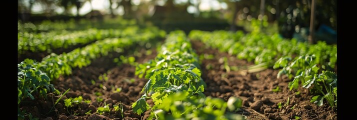 Organic farming of cilantro in a sustainable agriculture setting