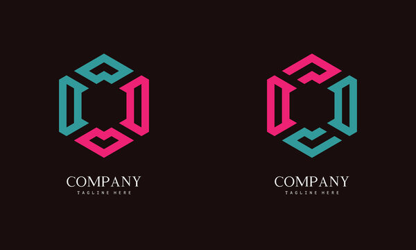 Set of hexagon-shaped monogram logo with the initial letter D. Suitable for various businesses.