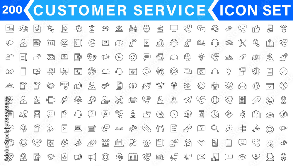 Poster customer service and support line icons collection. big ui icon set in a flat design. thin outline i