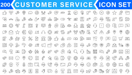 Customer Service and Support - Outline Icon Collection. Thin Line Set contains such Icons as Online Help, Helpdesk, Quick Response, Feedback and more. Simple web icons set