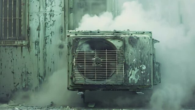 Air conditioner full of dust Emphasizes the importance of regular cleaning and filter replacement for optimum performance.