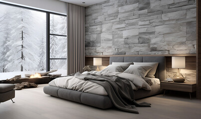 Fototapeta premium Nordic-Style Bedroom Interior Design