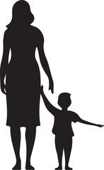 Flat design mother and son silhouette