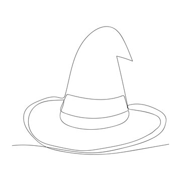 recommend clip art: witch hat cap Halloween one  line art design 