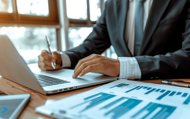 Graphical Business Report with Financial Data and Analysis - financial review, business metrics.