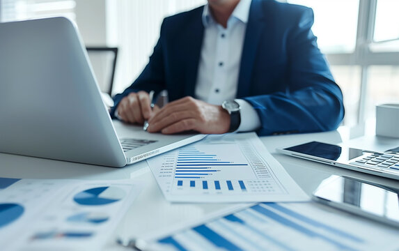 Graphical Business Report with Financial Data and Analysis - financial review, business metrics.