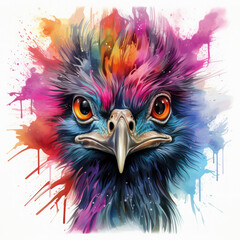 Fototapeta premium Watercolor Emu, clipart Illustration, Generative Ai