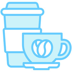 Coffee Cup blue color dual tone icon, relate to gastronomy theme. use for UI or UX kit, web and app development.	