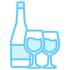 Wine Bottle blue color dual tone icon, relate to gastronomy theme. use for UI or UX kit, web and app development.	