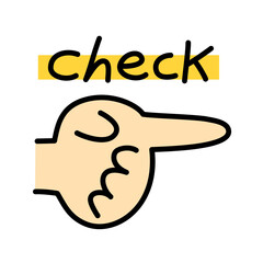 orizontal handwritten index finger check icon