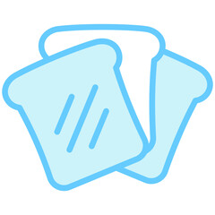 Bread Loaf blue color dual tone icon, relate to gastronomy theme. use for UI or UX kit, web and app development.	