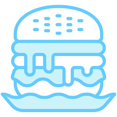 Sandwich blue color dual tone icon, relate to gastronomy theme. use for UI or UX kit, web and app development.	