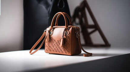Luxury fashion ladies handbag textured pattern leather bag high-end photoshoot