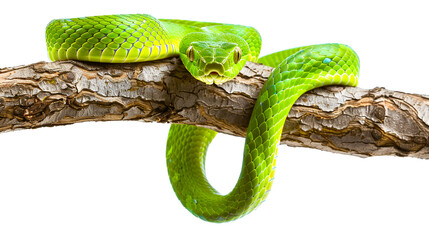 green snake on a branch , generative ai