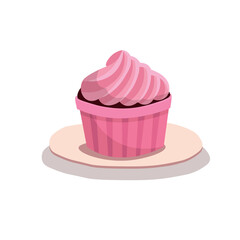 Two-tier cake with candles on a white background. Happy birthday illustration in cartoon style