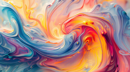 Fluid swirls of bold strokes intertwine elegantly, creating an eye-catching gradient flow.