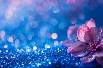 Luxurious Blue Flower Ornament on Sparkly Background