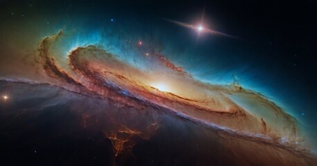 Fototapeta premium Colorful space galaxy cloud nebula. Stary night cosmos. Universe science astronomy.