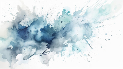 Pastel Blue Watercolor Splash on a White Background