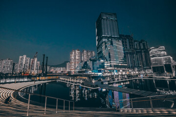 Obraz premium April 12 2024 the landscape of the kai tak avenue park with apartment