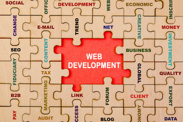 Web Development puzzle pieces with word WEB DEVELOPMENT