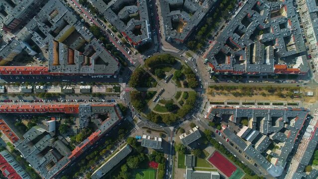 Plac Grunwaldzki Square Szczecin Rondo Aerial View Poland