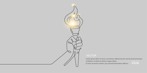 Olympic fire. Sports Cup. Line drawing.Vector illustration .