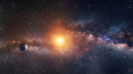 Obraz na płótnie Canvas A Mesmerizing Starlight Journey: Proxima Centauri and Home Planet Earth in Contrast