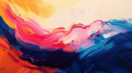 In a minimalist setting, bold strokes of vivid color give rise to a fluid and dynamic gradient wave, symbolizing energy and movement.